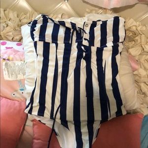 One piece lace up bathing suit